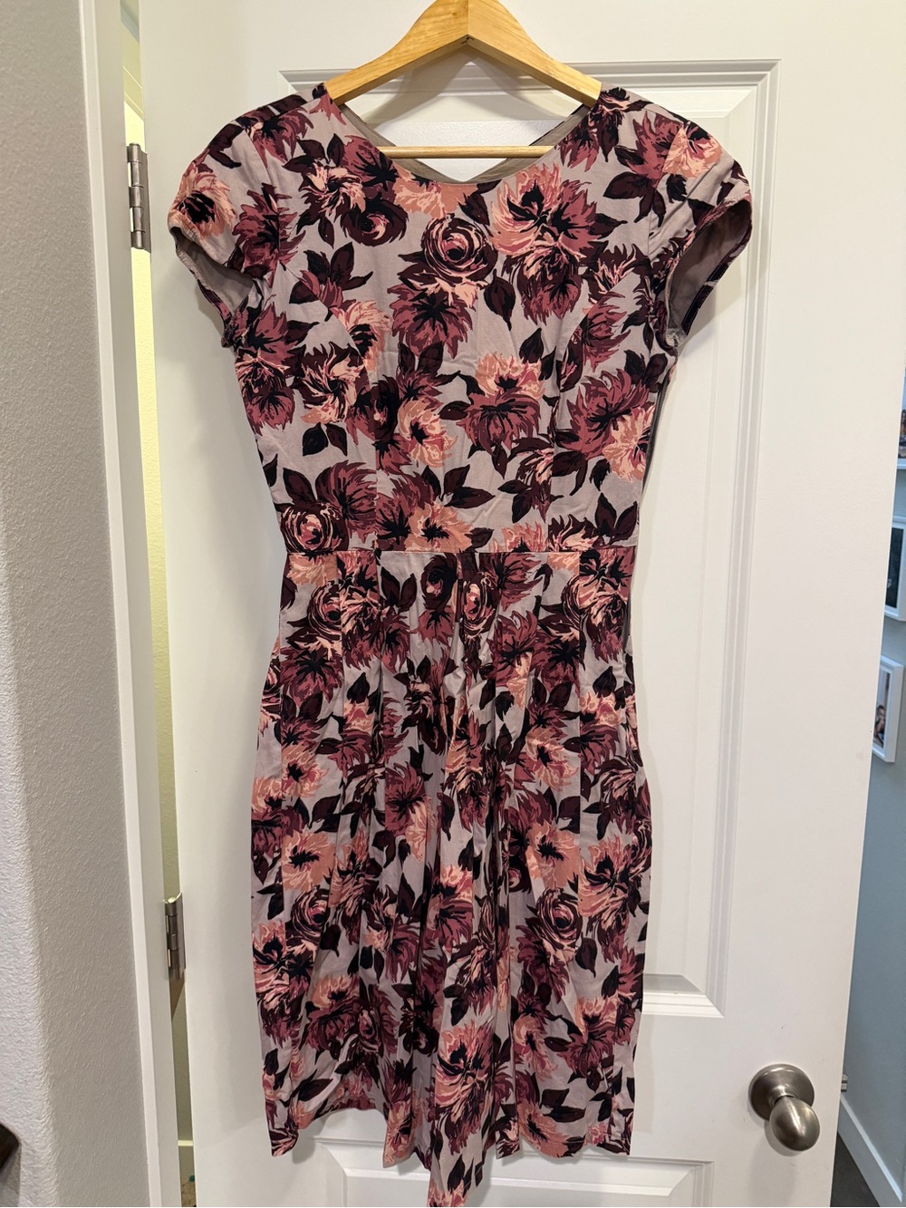 SD Collection Rose and Mauve Floral Fit-and-Flare Dress